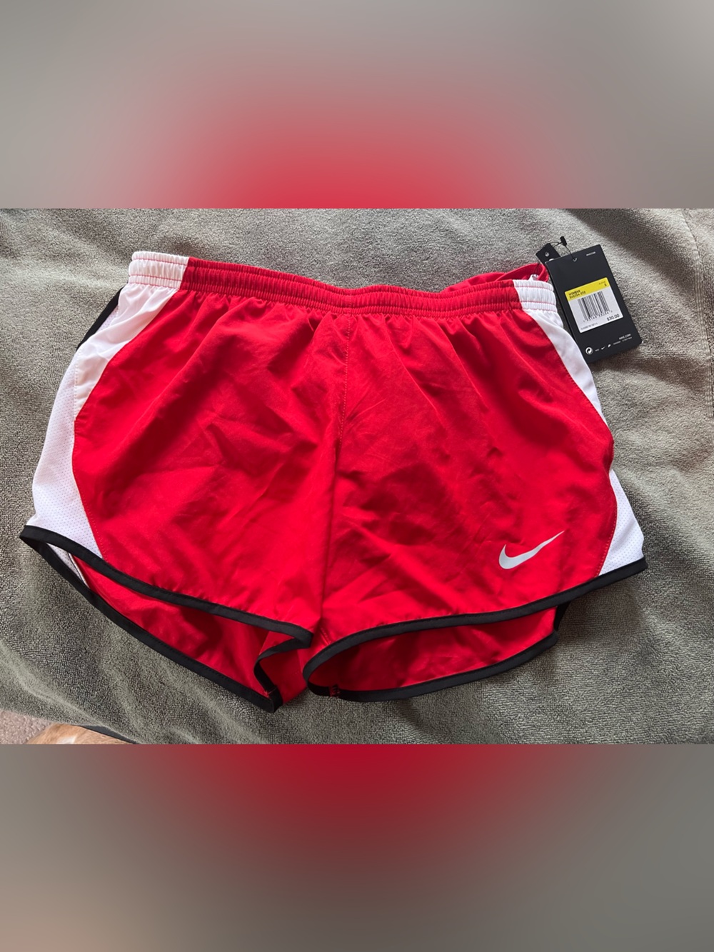 Nike Women’s Red Athletic Shorts with White Panels